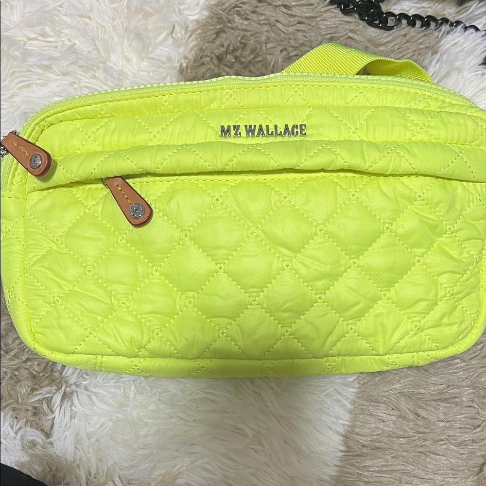 MZ Wallace Large Neon Yellow Quilted Belt Bag